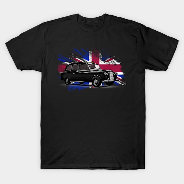 London Black Cab United Kingdom Print T-Shirt by SynchroDesign